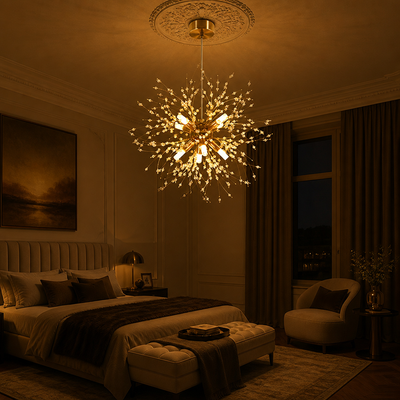 Modern Gold Crystal Dandelion Chandelier