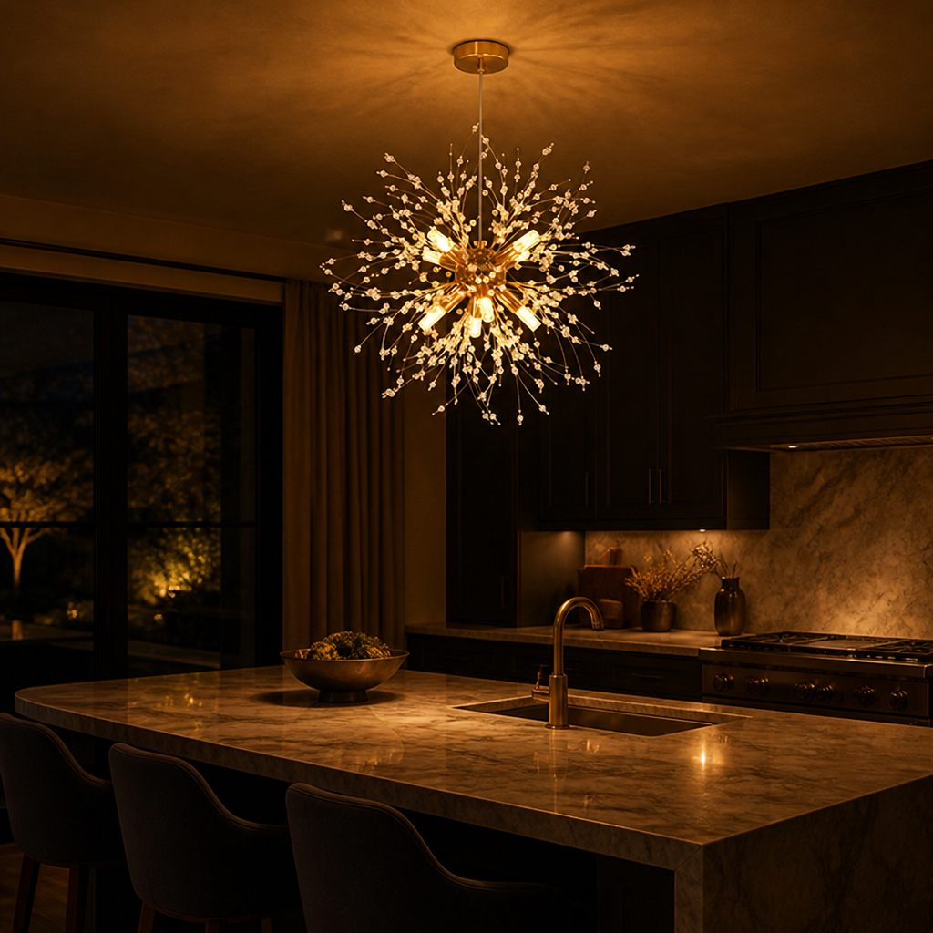 Modern Gold Crystal Dandelion Chandelier