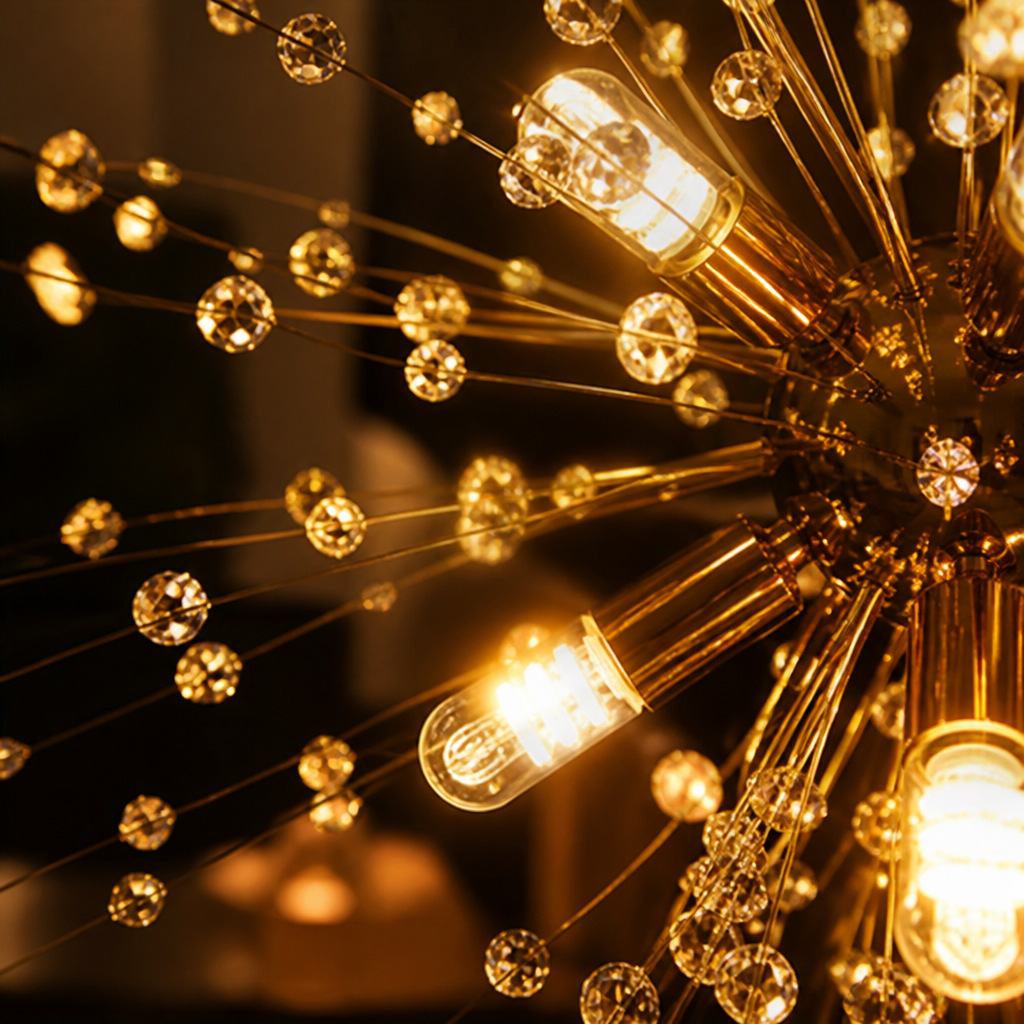 Modern Gold Crystal Dandelion Chandelier