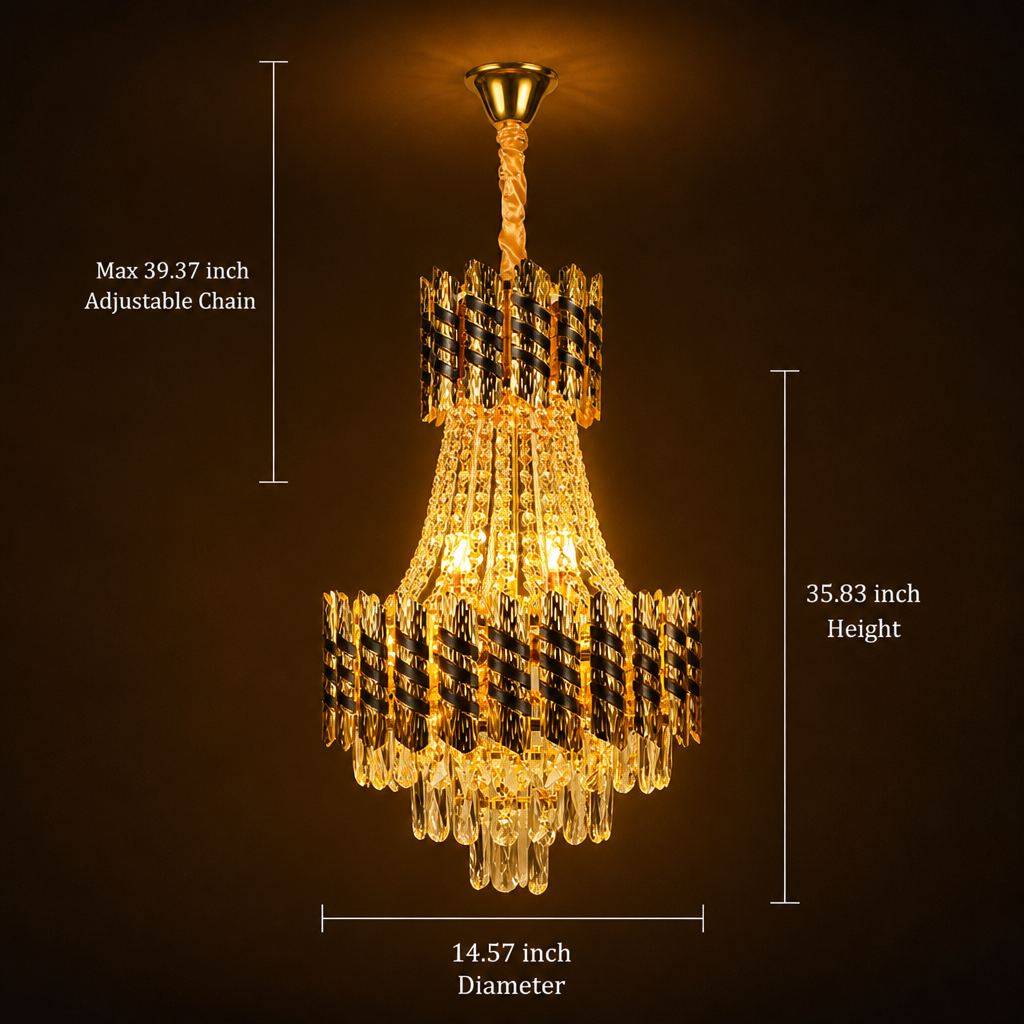 Modern Gold Crystal Double-Stripe Chandelier