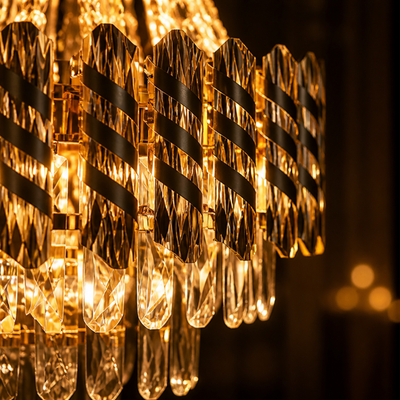 Modern Gold Crystal Double-Stripe Chandelier