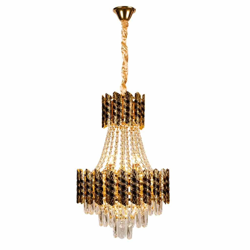 Modern Gold Crystal Double-Stripe Chandelier