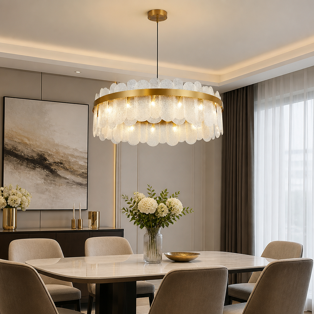 Modern Gold Crystal LED Ring Chandelier