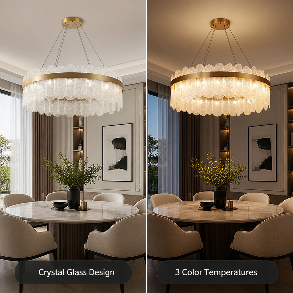 Modern Gold Crystal LED Ring Chandelier