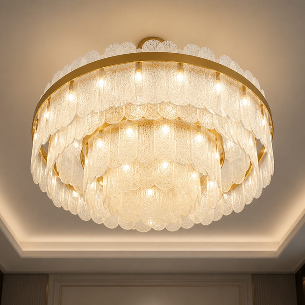 Modern Gold Crystal LED Ring Chandelier