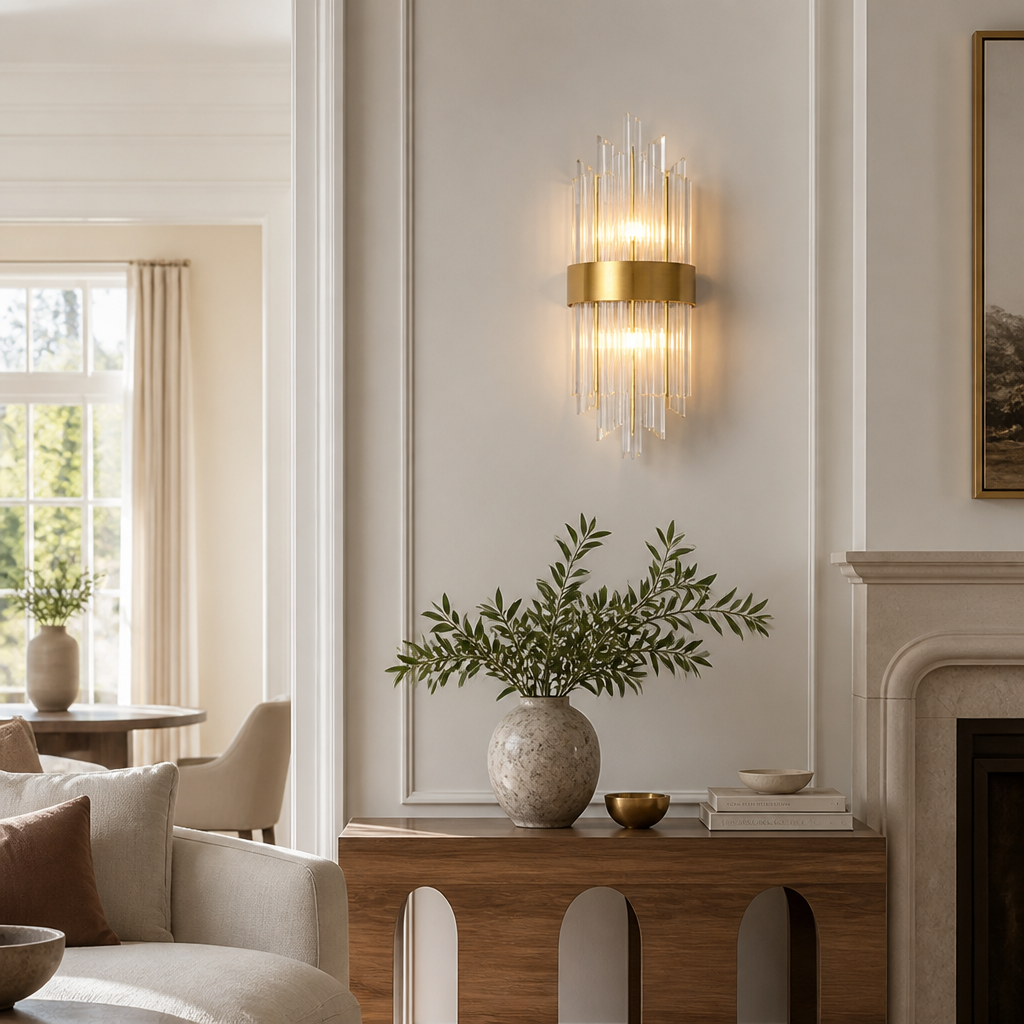 Modern Gold Crystal LED Wall Sconce