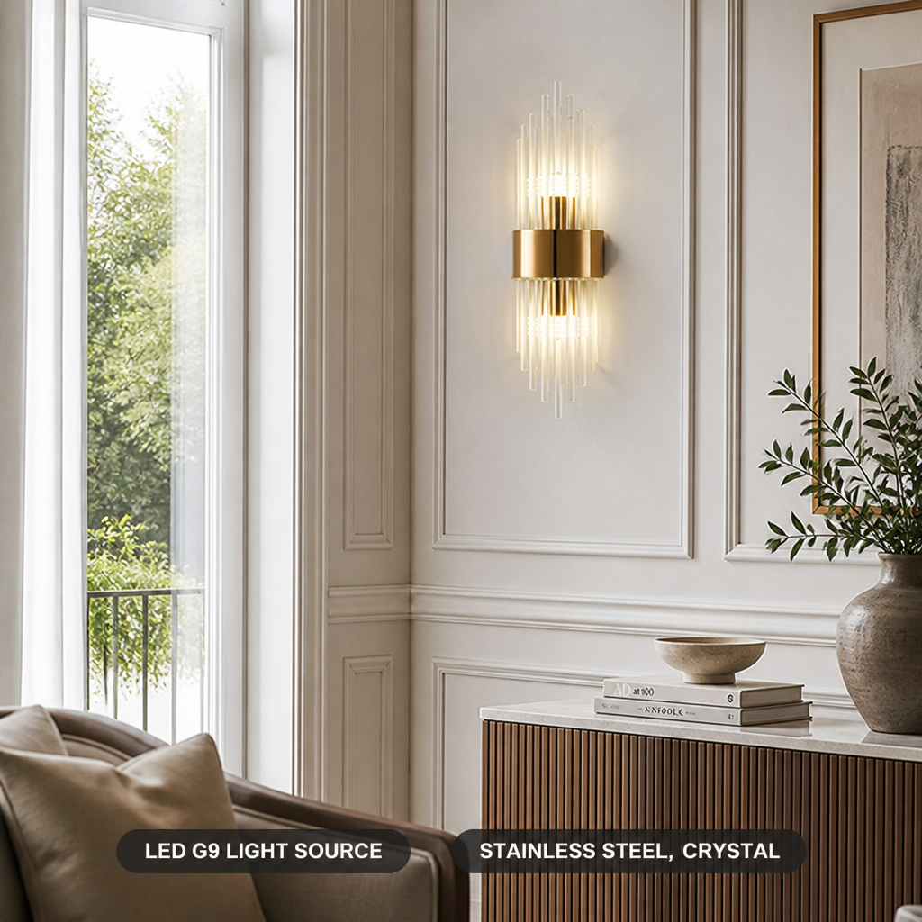 Modern Gold Crystal LED Wall Sconce