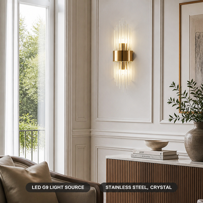 Modern Gold Crystal LED Wall Sconce