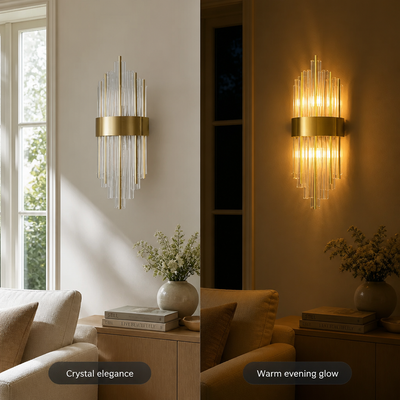 Modern Gold Crystal LED Wall Sconce