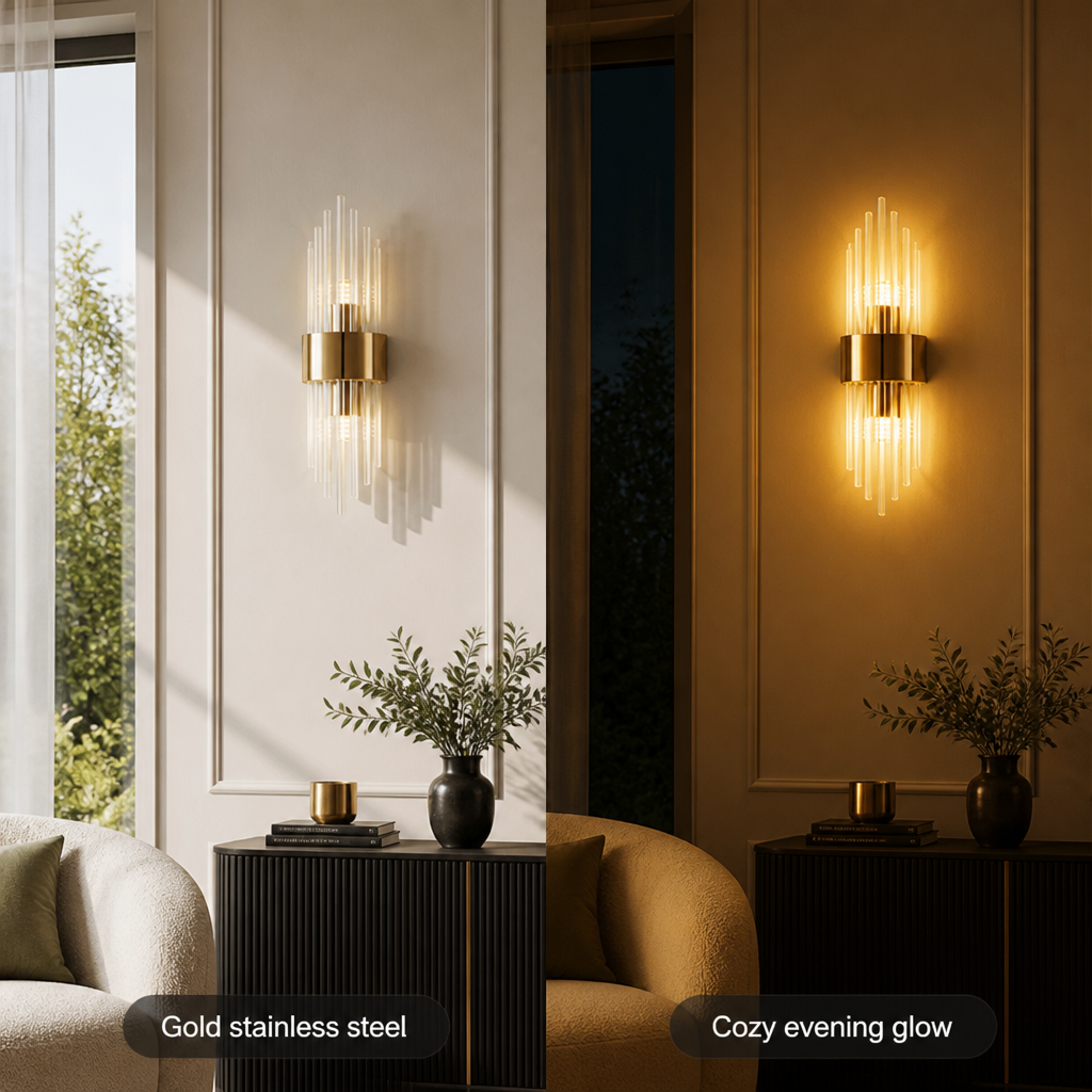 Modern Gold Crystal LED Wall Sconce