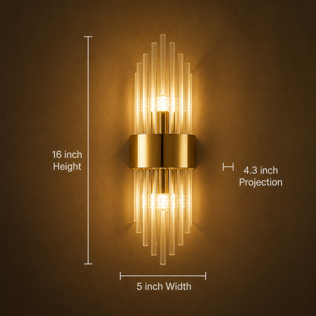 Modern Gold Crystal LED Wall Sconce