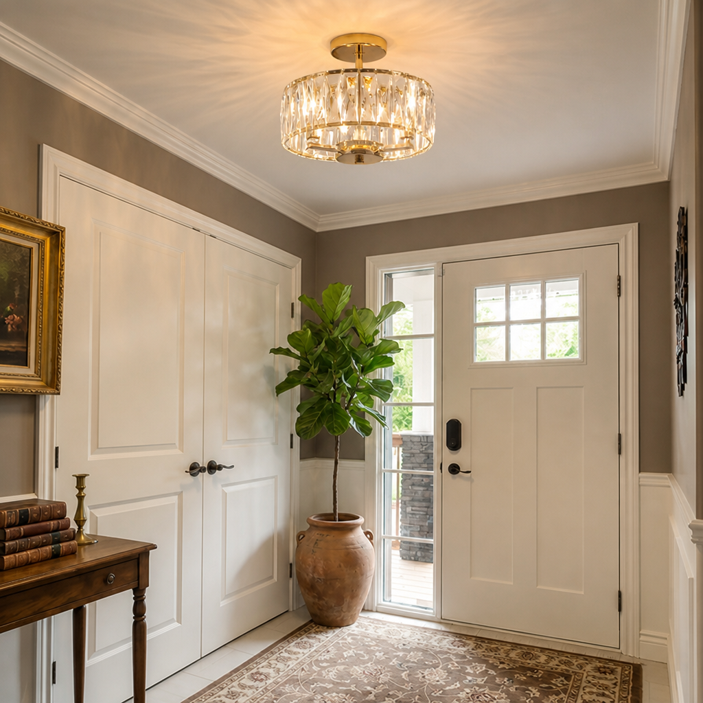 Modern Gold Crystal Mini Semi-Embedded Pendant Light