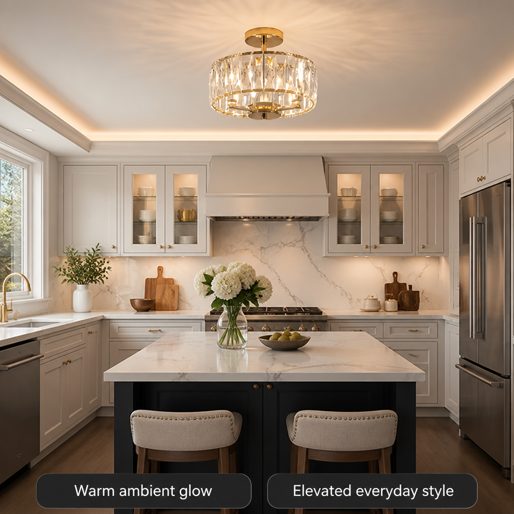 Modern Gold Crystal Mini Semi-Embedded Pendant Light