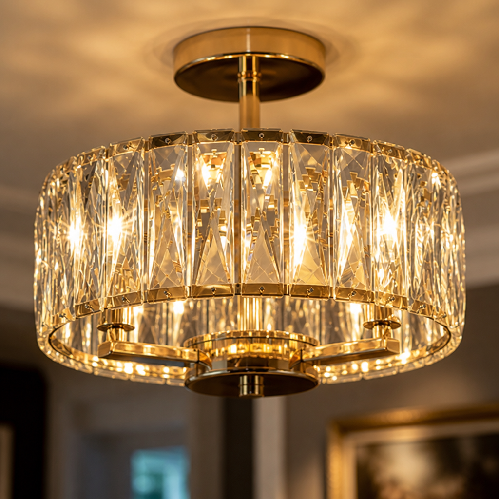 Modern Gold Crystal Mini Semi-Embedded Pendant Light