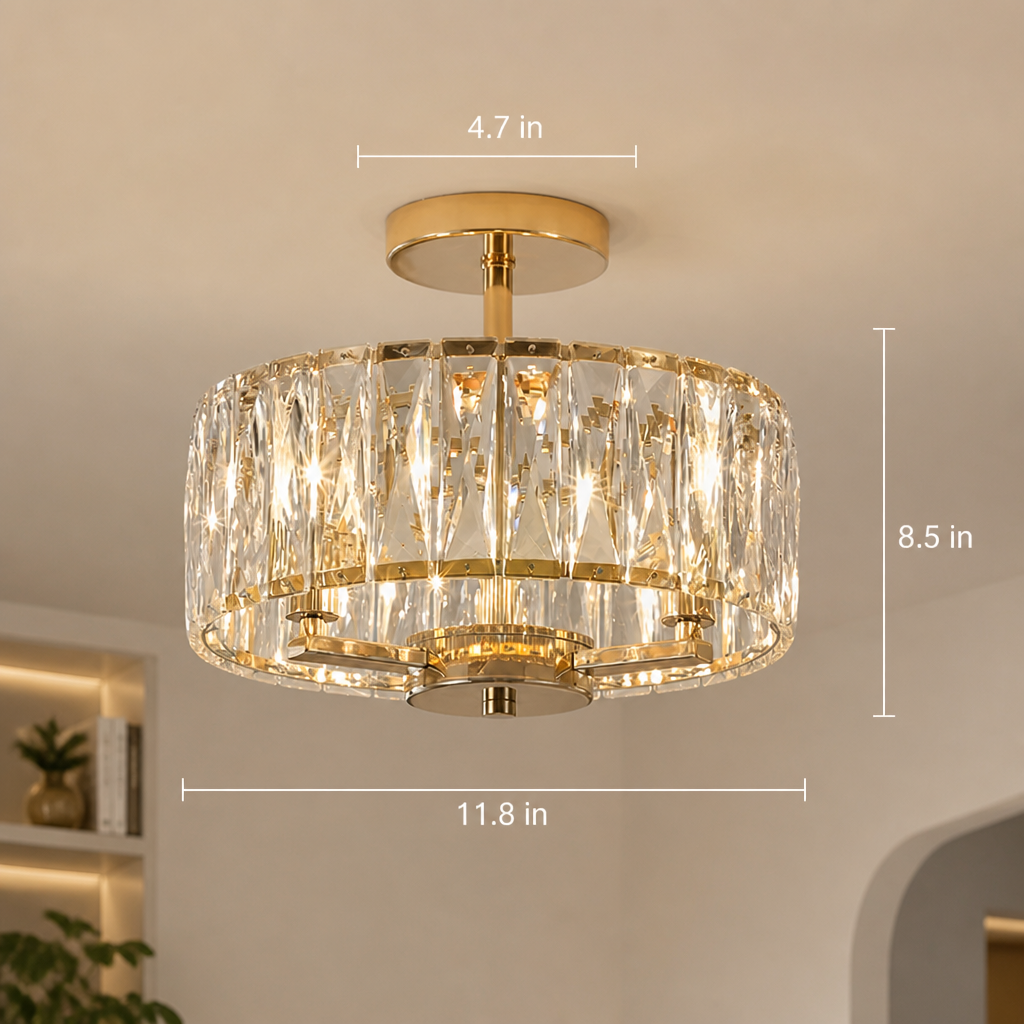 Modern Gold Crystal Mini Semi-Embedded Pendant Light
