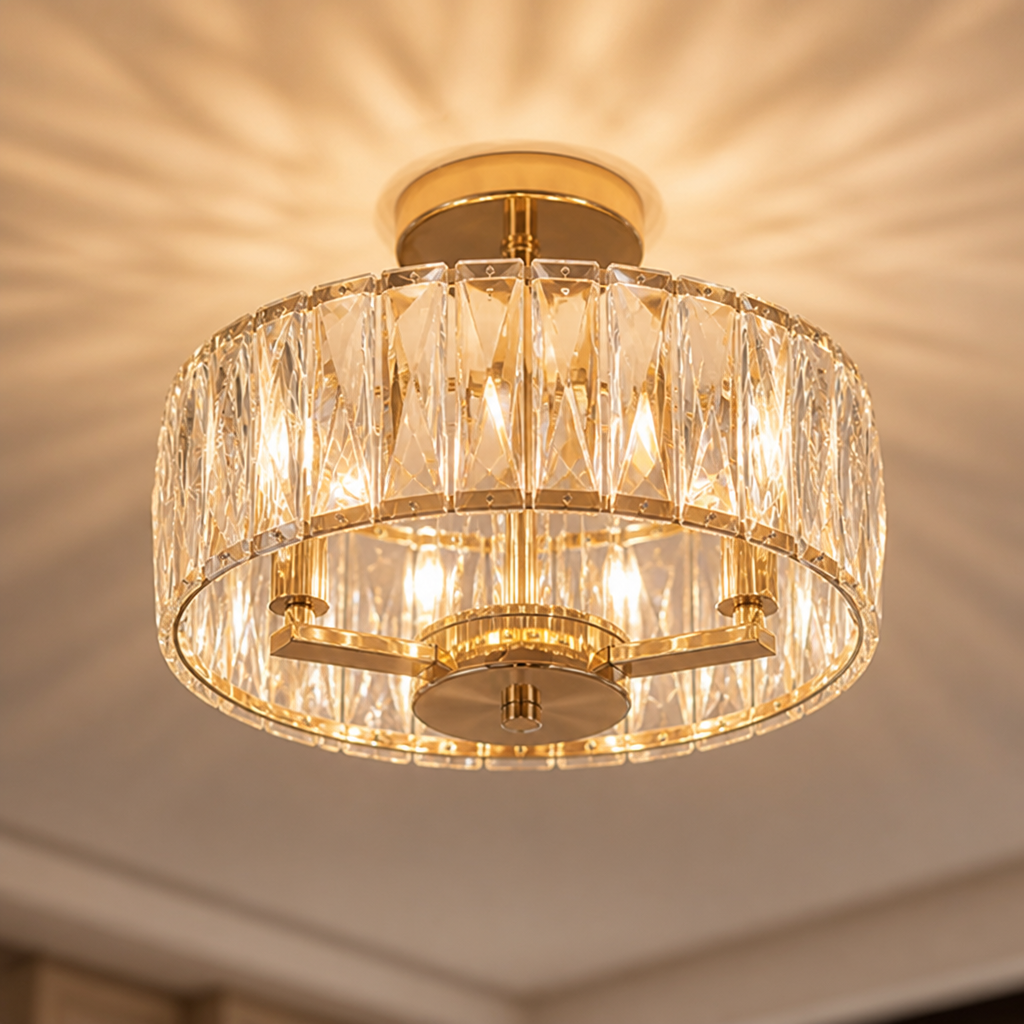 Modern Gold Crystal Mini Semi-Embedded Pendant Light