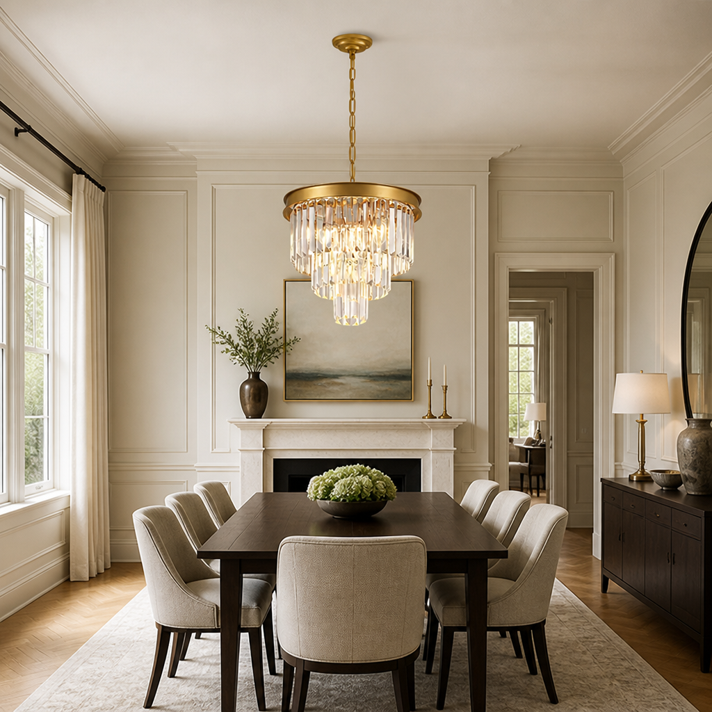 Modern Gold Crystal Pendant Light