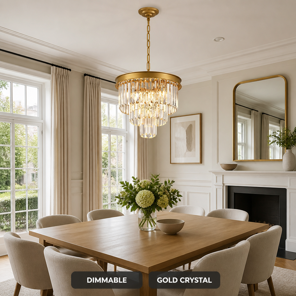 Modern Gold Crystal Pendant Light