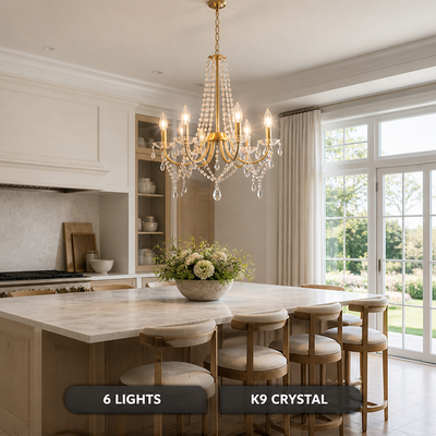 Modern Gold Crystal Pendant Light