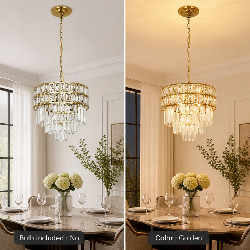 Modern Gold Crystal Pendant Light
