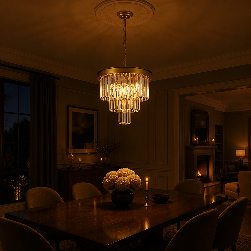 Modern Gold Crystal Pendant Light