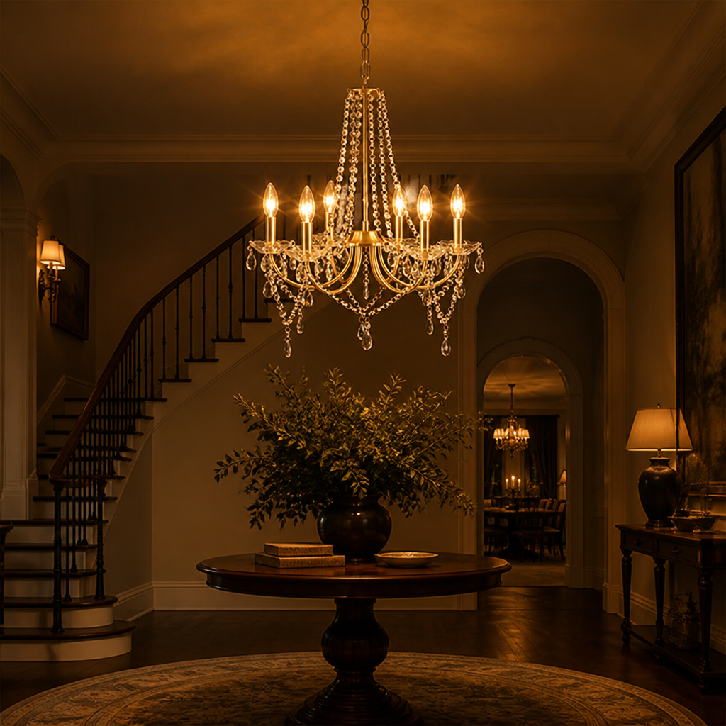 Modern Gold Crystal Pendant Light