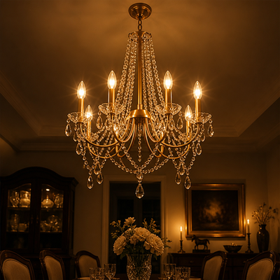 Modern Gold Crystal Pendant Light