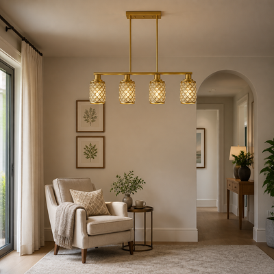 Modern Gold Crystal Pendant Light