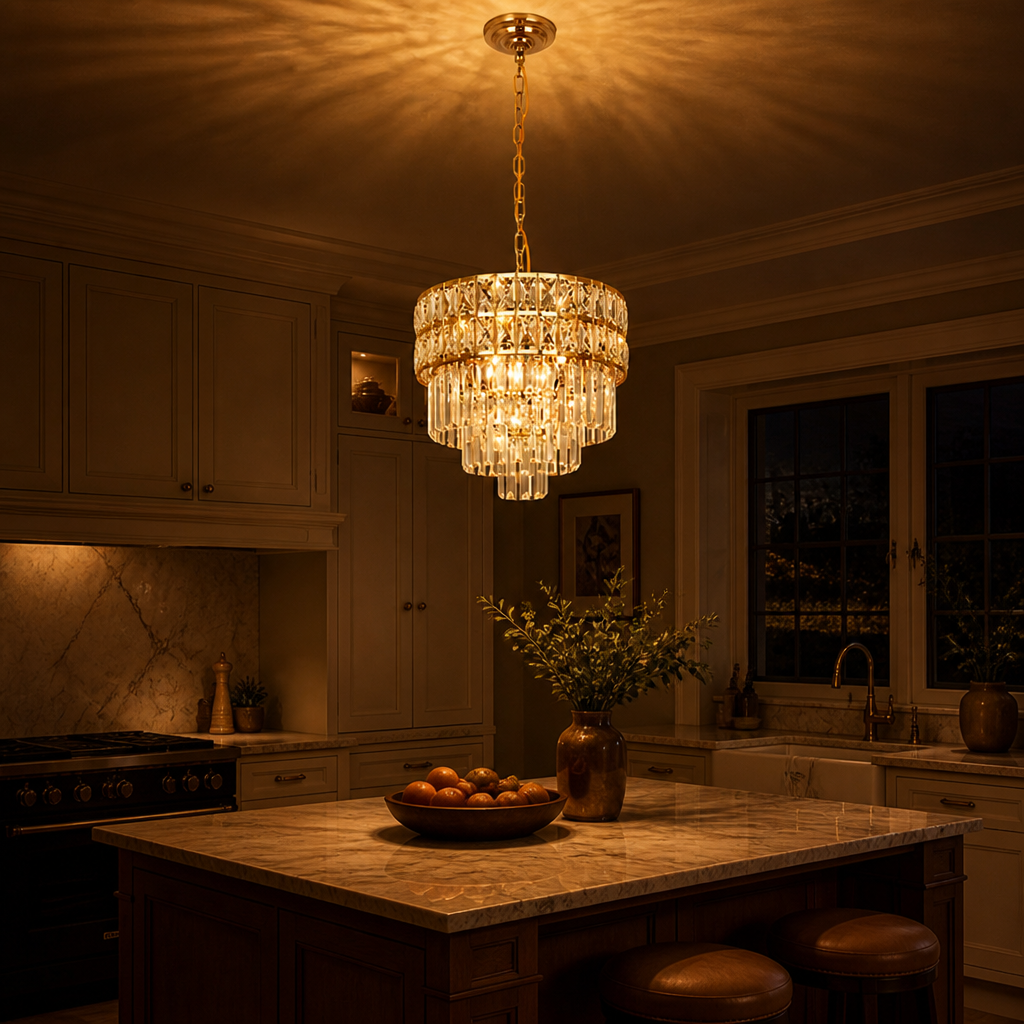 Modern Gold Crystal Pendant Light