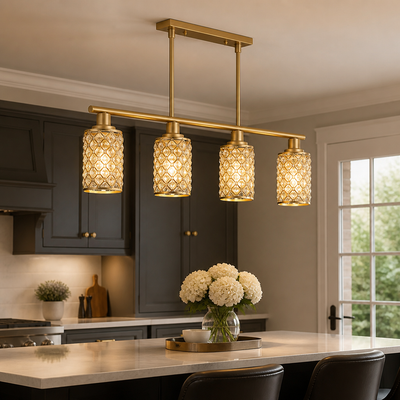 Modern Gold Crystal Pendant Light