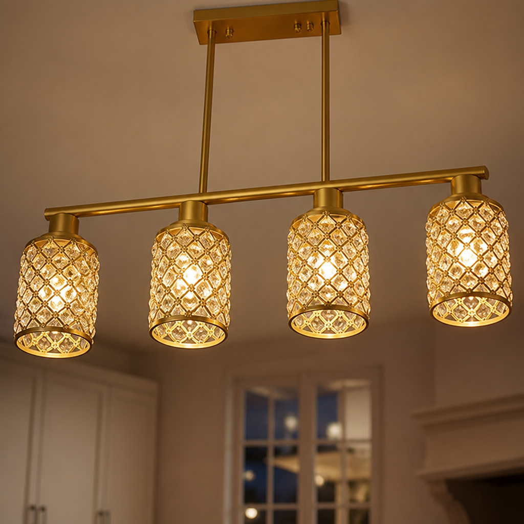 Modern Gold Crystal Pendant Light