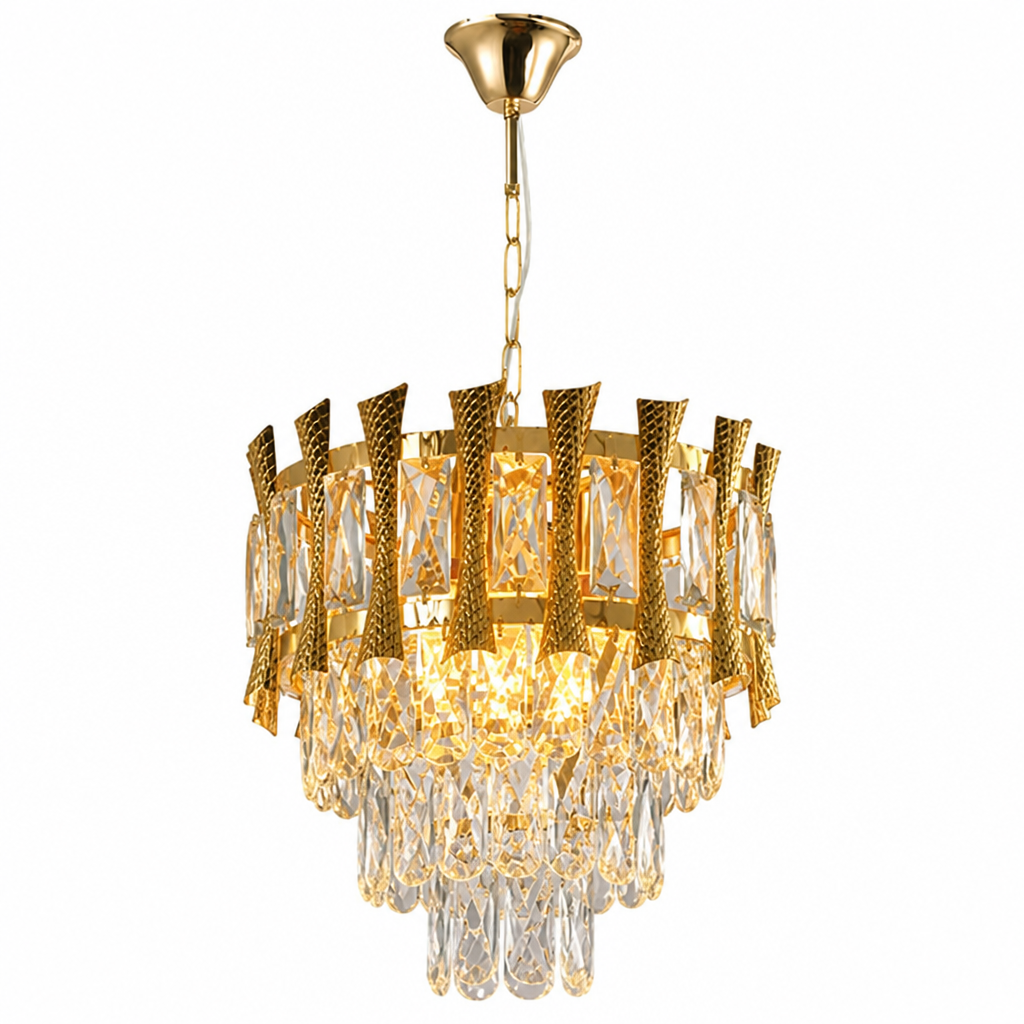 Modern Gold Crystal Round Chandelier