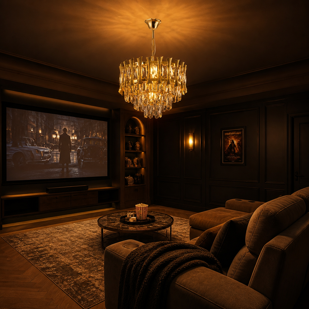 Modern Gold Crystal Round Chandelier