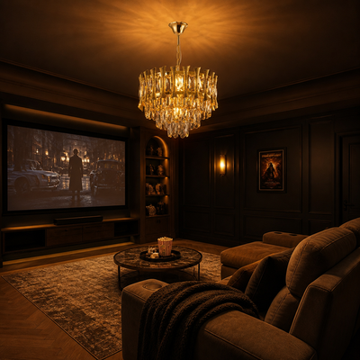Modern Gold Crystal Round Chandelier