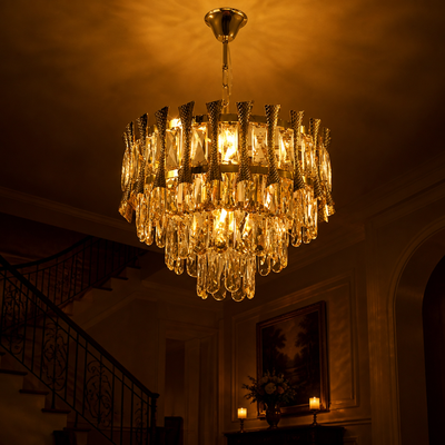 Modern Gold Crystal Round Chandelier