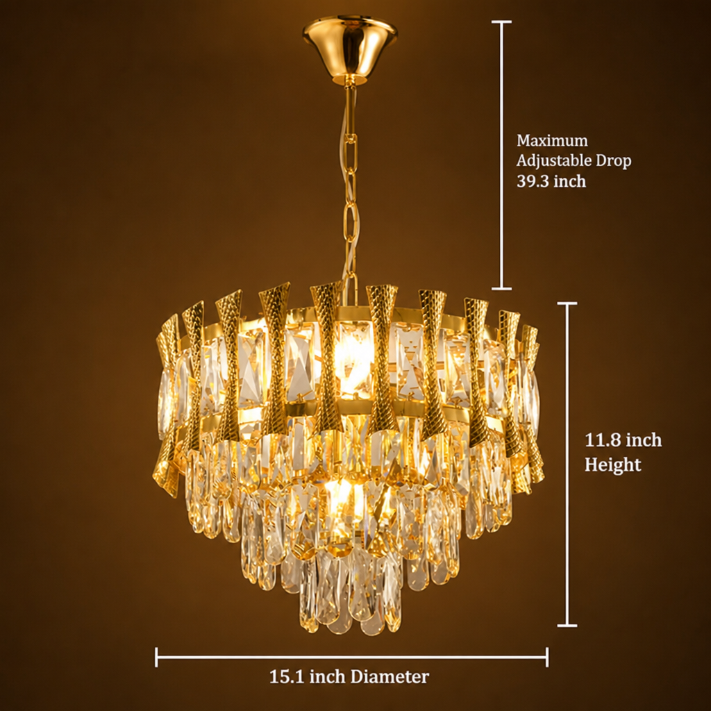 Modern Gold Crystal Round Chandelier