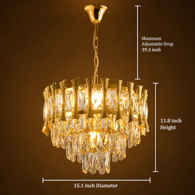 Modern Gold Crystal Round Chandelier
