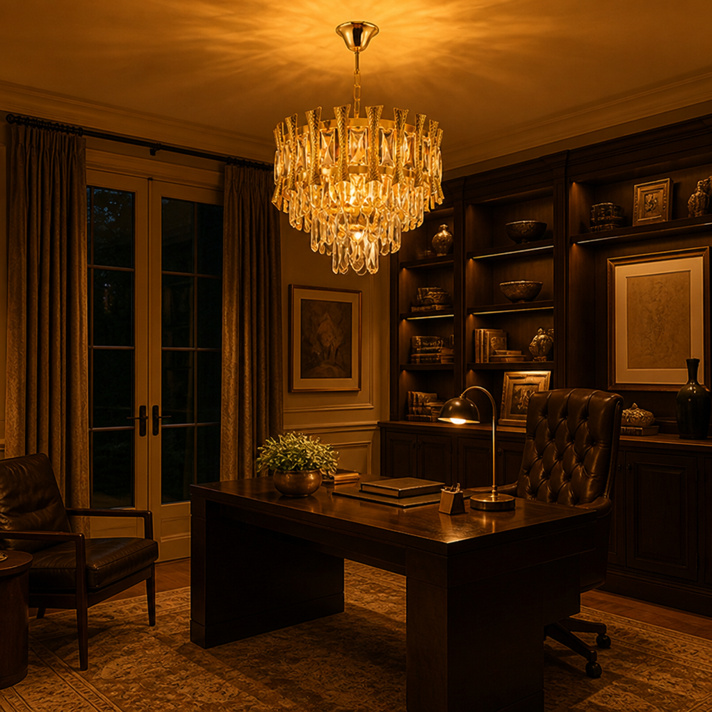 Modern Gold Crystal Round Chandelier