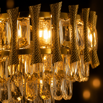 Modern Gold Crystal Round Chandelier