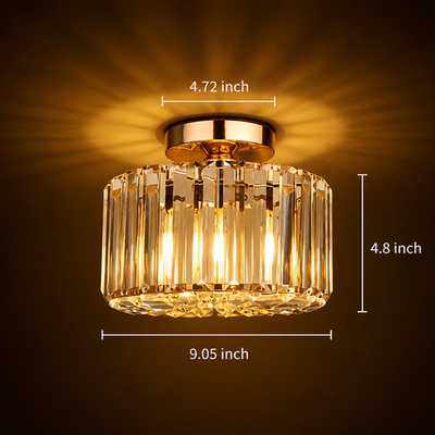 Modern Gold Crystal Semi-Flush Ceiling Light