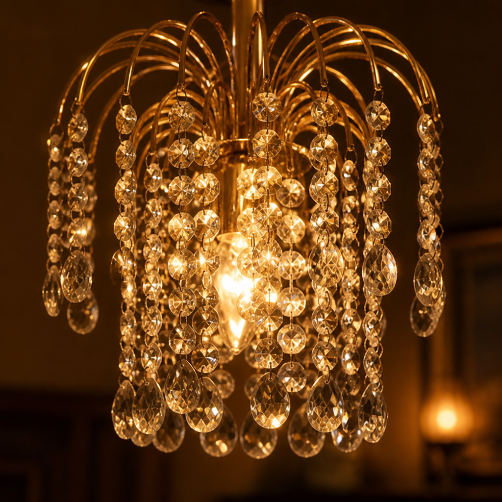 Modern Gold Crystal Semi-Flush Ceiling Light