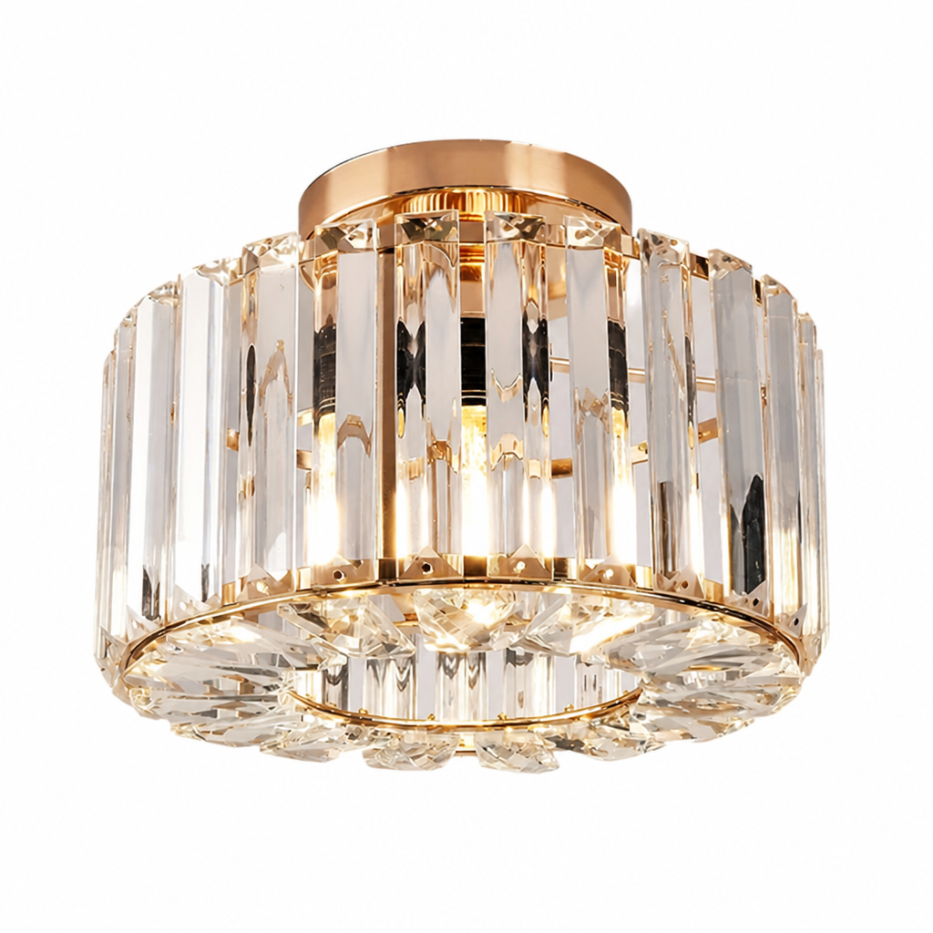 Modern Gold Crystal Semi-Flush Ceiling Light