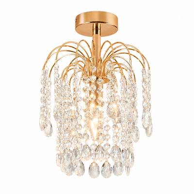 Modern Gold Crystal Semi-Flush Ceiling Light