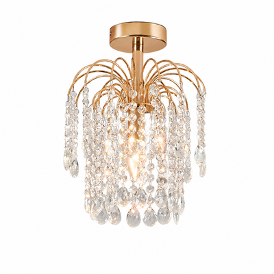 Modern Gold Crystal Semi-Flush Ceiling Light
