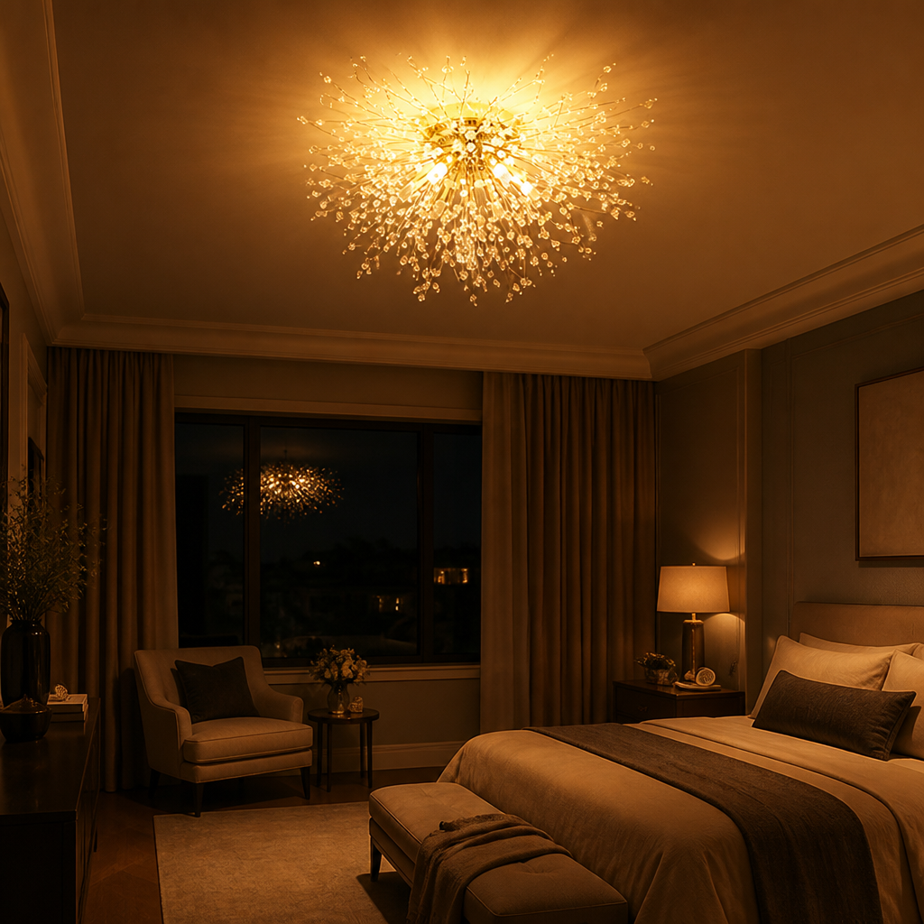 Modern Gold Crystal Sputnik Ceiling Light