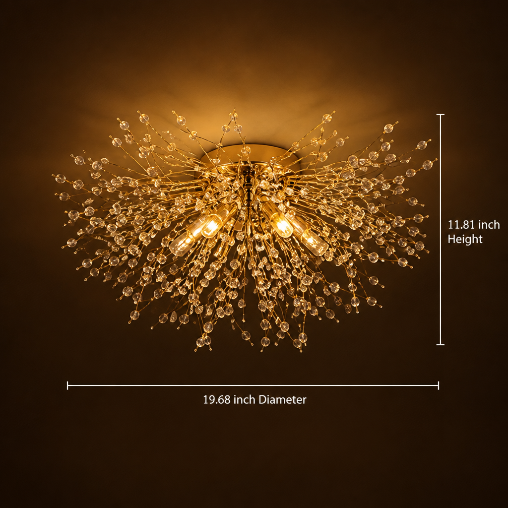 Modern Gold Crystal Sputnik Ceiling Light