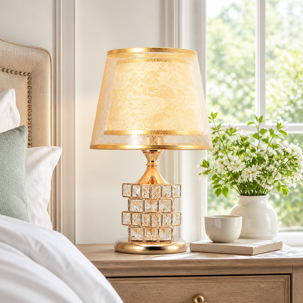 Modern Gold Crystal Table Lamp