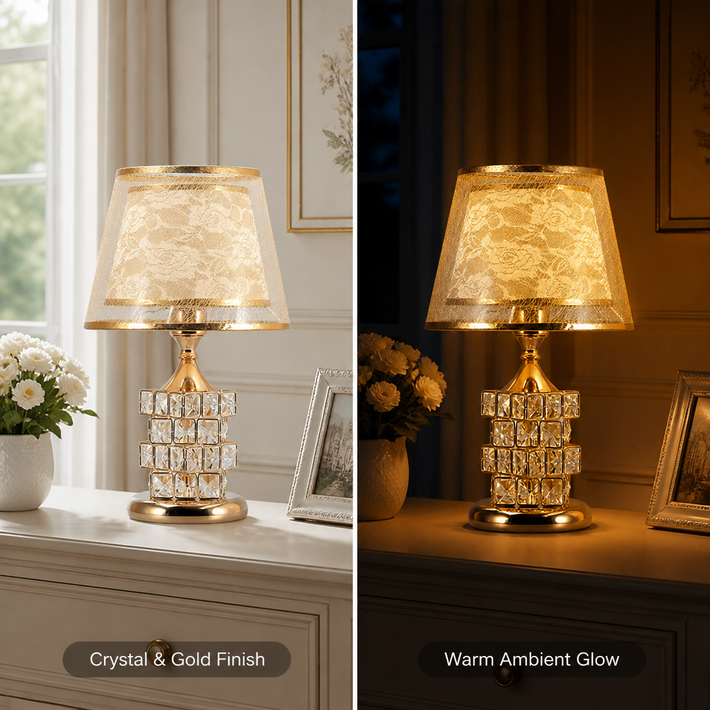 Modern Gold Crystal Table Lamp