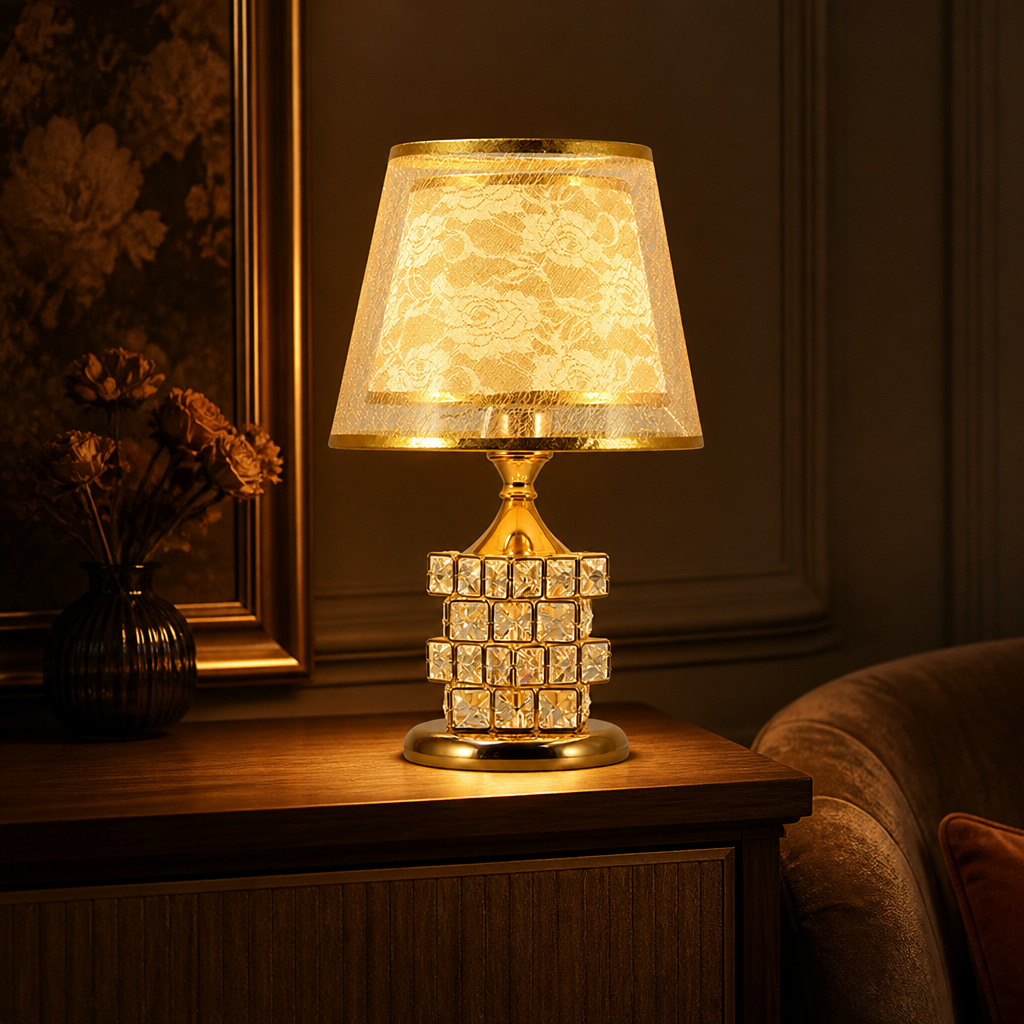 Modern Gold Crystal Table Lamp