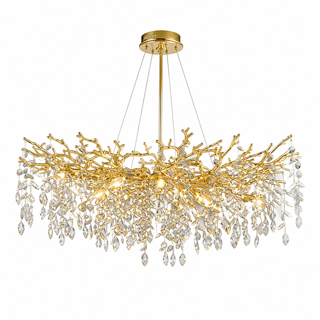 Modern Gold Crystal Tree-Branch Chandelier
